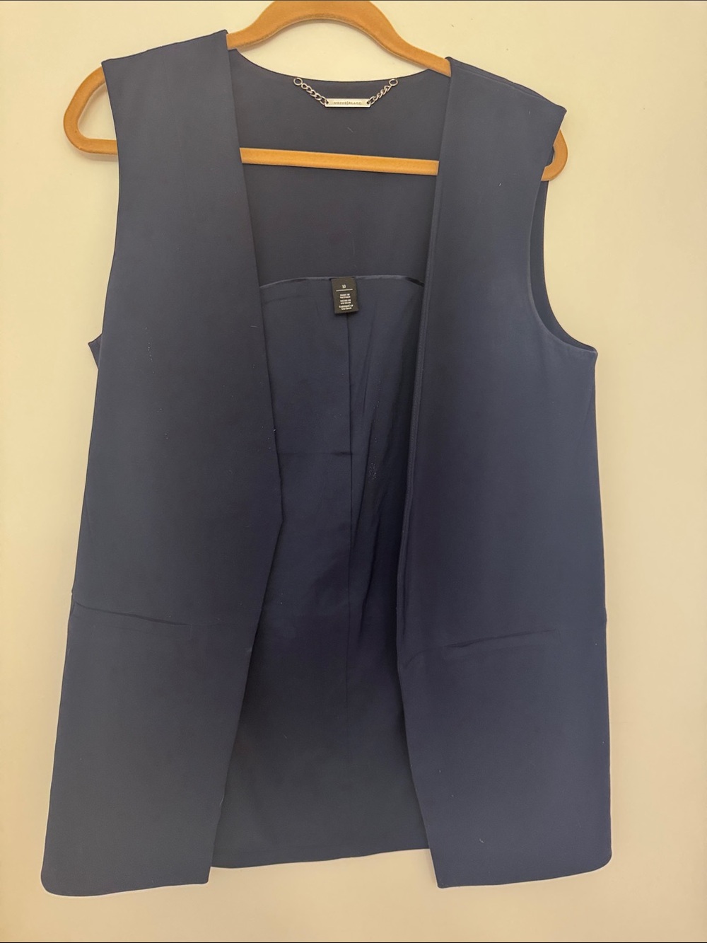 White House Black Market Navy Sleeveless Open-Front Vest